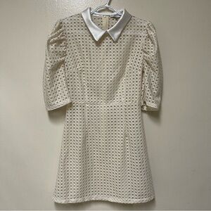 English Factory Eyelet Lace Cottagecore Cutecore Puff Sleeve S Mini Dress (READ)